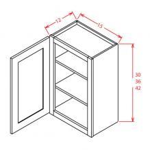 Shaker White - Open Frame Wall Cabinet- 15" Wide-Single Door