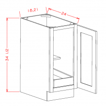 Shaker Grey- Full Height Single Door Single Rollout Shelf Base