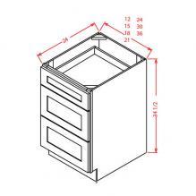 Shaker Grey - 3 Drawer Base