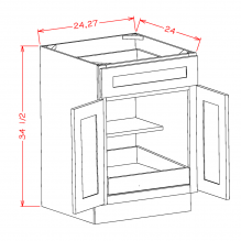 Shaker Antique White- Double Door Single Rollout Shelf Base