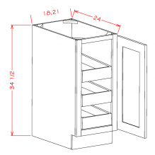 Shaker Cinder - Full Height Single Door Triple Rollout Shelf Base