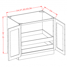 Shaker Dove - Full Height Double Door Double Rollout Shelf Base