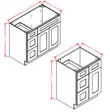 Oxford Toffee - Vanity Combo Bases-Drawers Left