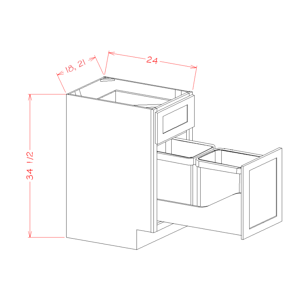 BASE WITH DOUBLE TRASHCAN PULLOUT