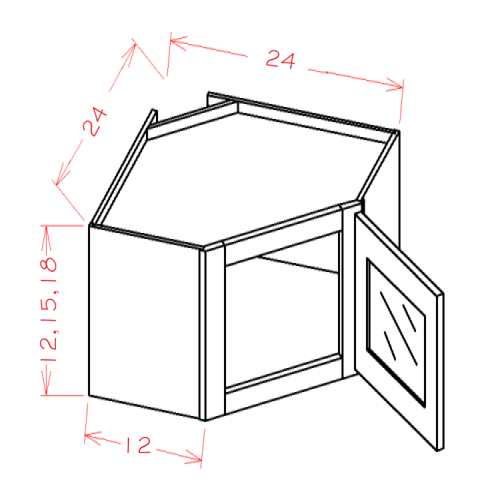 Shaker Grey- Diagonal Corner Stacker Wall Cabinets