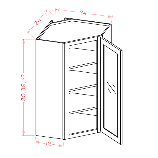 Shaker Dove - Open Frame Diagonal Corner Wall Cabinet