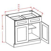 Charleston Antique White- Double Door Double Drawer Base