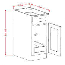 Shaker Grey- Single Door Single Rollout Shelf Base