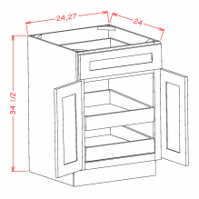 Charleston Antique White- Double Door Double Rollout Shelf Base