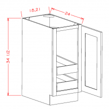 Shaker Cinder - Full Height Single Door Double Rollout Shelf Base