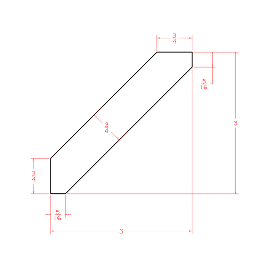 Shaker Cinder- Large Angle Crown Moulding - LACM8