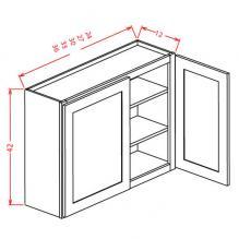 Shaker Grey- 42" High Wall Cabinets-Double Door