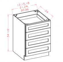 Charleston Antique White- 4 Drawer Base