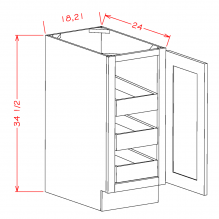 Shaker White - Full Height Single Door Triple Rollout Shelf Base