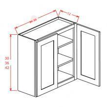 Shaker White- Open Frame Wall Cabinet- Double Door