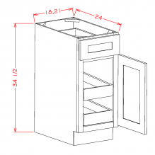 Shaker White- Single Door Double Rollout Shelf Base