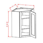 Lancaster White- Diagonal Corner Glass Door Wall Cabinet