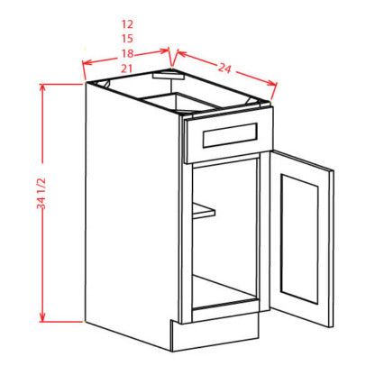 Lancaster White- Single Door Single Drawer Base